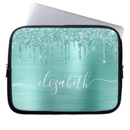 Capa Para Notebook Glitter de Discagem Verde da Casa da Mint Personal