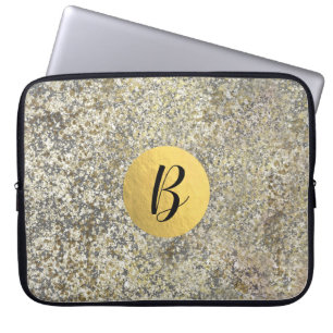 Capa Para Notebook Glitter Dourado Crackle Moderno de Glicle Chic Spa