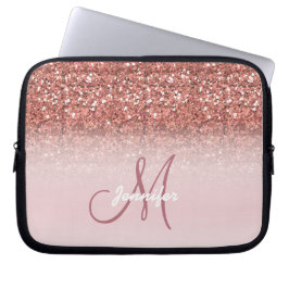 Capa Para Notebook Glitter Dourado de Rosa chic dispara Girly Monogra
