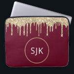 Capa Para Notebook Glitter Drives Dourados Brilhantes Meninas Monogra<br><div class="desc">Dourado de luxo e Borgonha Vermelha Faux Glitter e Sparkle Elegant Monogrammed Case. Esse caso pode ser personalizado para incluir seu nome inicial e próprio.</div>