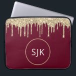 Capa Para Notebook Glitter Drives Dourados Brilhantes Meninas Monogra<br><div class="desc">Dourado de luxo e Borgonha Vermelha Faux Glitter e Sparkle Elegant Monogrammed Case. Esse caso pode ser personalizado para incluir seu nome inicial e próprio.</div>
