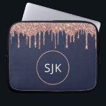 Capa Para Notebook Glitter Drives Marinho Azul Monograma Dourado<br><div class="desc">Girly Blush Pink - Rosa Dourado e Marinho Blue Faux Glitter Drives e Sparkle Elegant Monogrammed Initials Case. Esse caso pode ser personalizado para incluir seu nome inicial e próprio.</div>