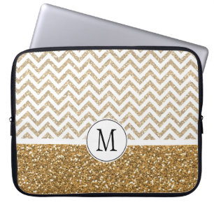 Capa Para Notebook Glitter Glitter Chevron Dourado Glam Faux