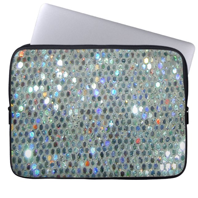 Capa Para Notebook Glitter Glitter de Prata Glitzy Sparkly (Frente)