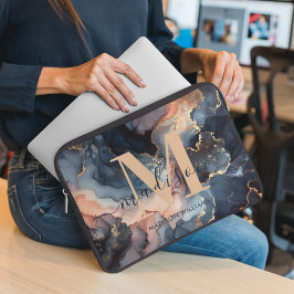 Capa Para Notebook Glitter Glitter Glitter Agate Monograma Dourado