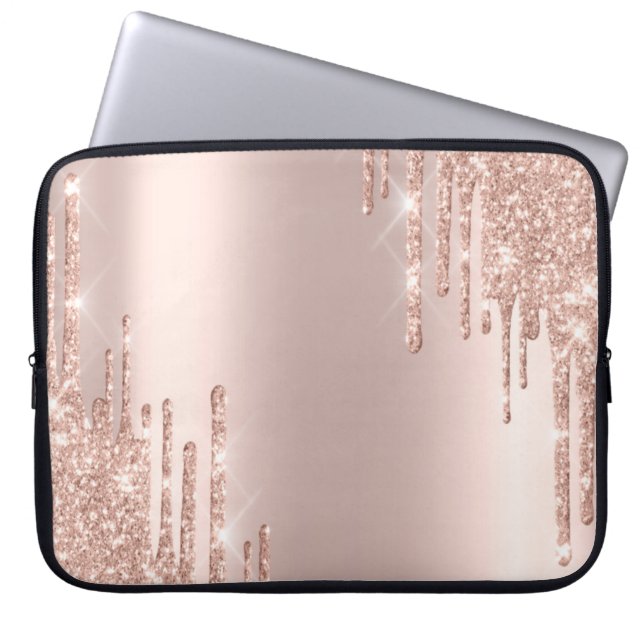 Capa Para Notebook Glitter Moderno - Rosa Dourado (Frente)