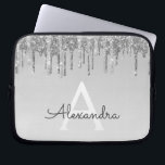 Capa Para Notebook Glitter prateado e Monograma de brilho<br><div class="desc">Glitter de Perfuração de Silver Faux e Monograma Elegante de Sparkle. Esse caso pode ser personalizado para incluir seu nome inicial e próprio.</div>