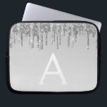 Capa Para Notebook Glitter prateado e Monograma de brilho<br><div class="desc">Glitter de Perfuração de Silver Faux e Monograma Elegante de Sparkle. Esse caso pode ser personalizado para incluir seu nome inicial e próprio.</div>
