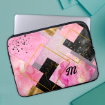 Capa Para Notebook Glitter preto-colorido-colorido-colorido<br><div class="desc">Quadrinhos elegantes e brilhantes bolsa de laptop de quadrados geométricos cor-de-rosa brilhante. Para torná-lo extra especial, ele também é monograma e personalizado com nome, iniciais ou qualquer texto que você quiser, clique no link "personalizar mais" e use a ferramenta design para modificar o design, se você quiser. Bolsa de laptop...</div>
