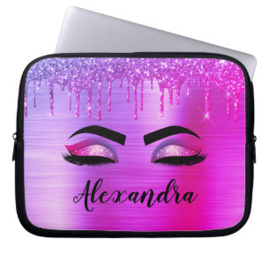 Capa Para Notebook Glitter Roxo Eyelashes Eyelashes Monograma