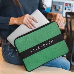 Capa Para Notebook Glitter Verde, Fundo Glitter, Seu Nome