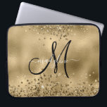 Capa Para Notebook Glitters Dourados Chic - Nome do Monograma<br><div class="desc">Glitters Dourados Chic - Nome do Monograma</div>
