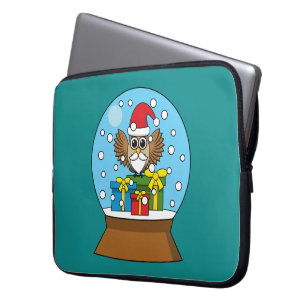 Capa Para Notebook Globo de Neve com Santa Claus Owl