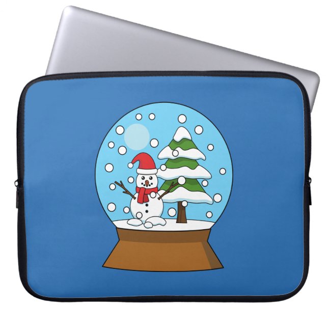Capa Para Notebook Globo de Neve com Snowman e Pine Tree (Frente)
