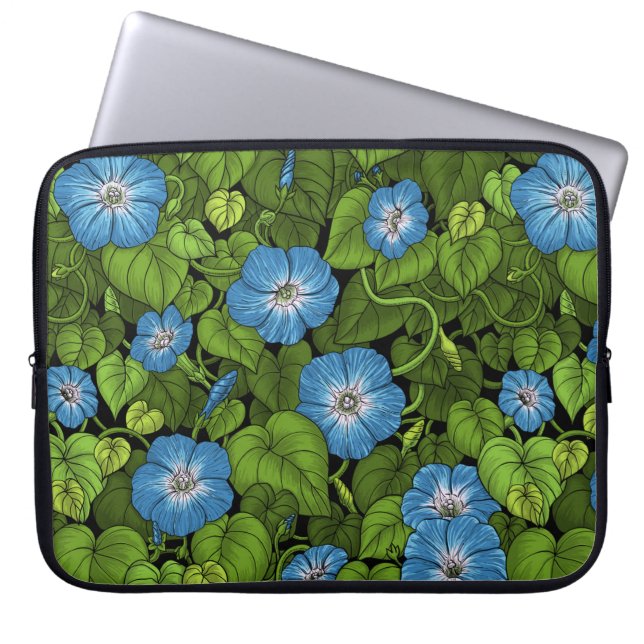 Capa Para Notebook Glória da manhã em azul e verde (Frente)