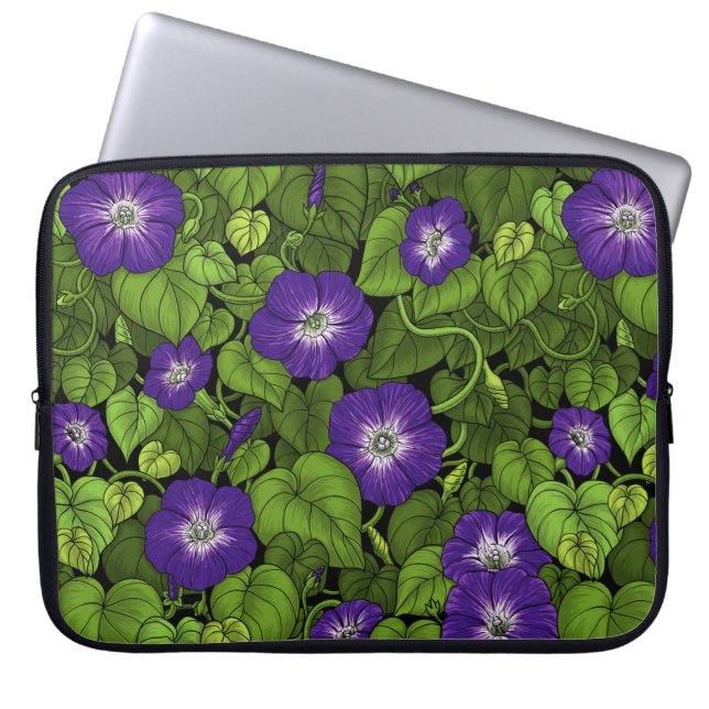 Capa Para Notebook Glória da manhã em roxo e verde (Frente)
