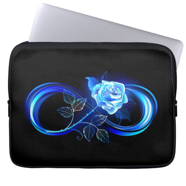 Capa Para Notebook Glowing infinity with blue rose (Frente)