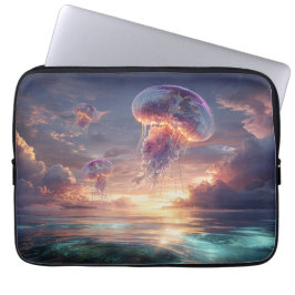 Capa Para Notebook Glowing Jellyfish in Sunset Skies