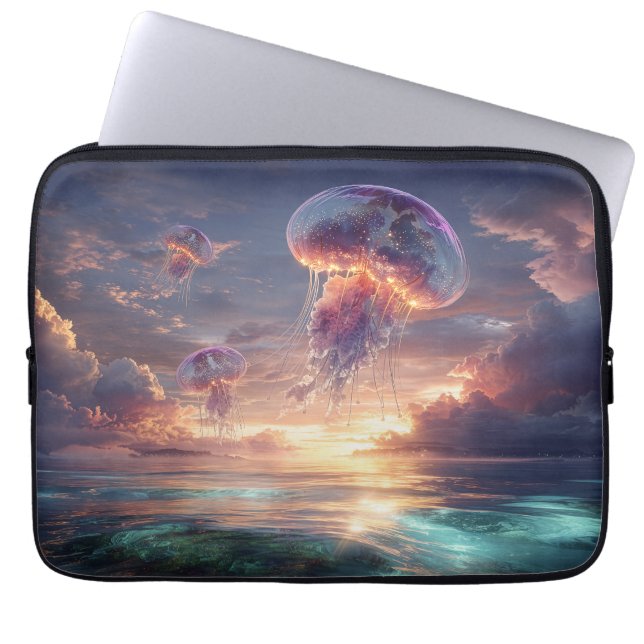 Capa Para Notebook Glowing Jellyfish in Sunset Skies (Frente)