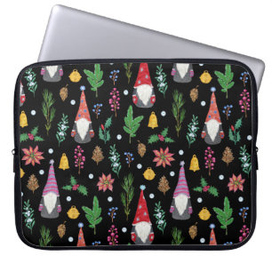 Capa Para Notebook Gnomos de Natal: Padrão Festivo Sem Costura