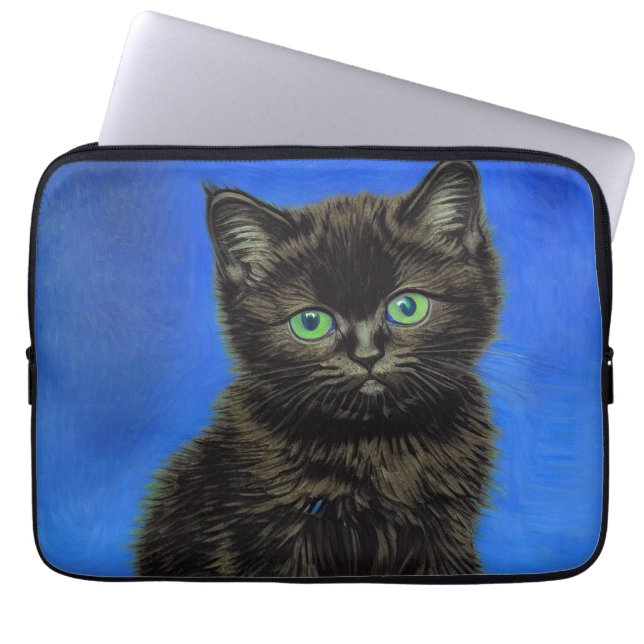 Capa Para Notebook Gogh Style Black Kitten (Frente)