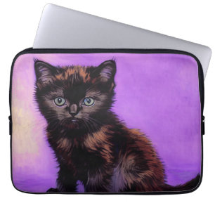 Capa Para Notebook Gogh Style Purple Cat