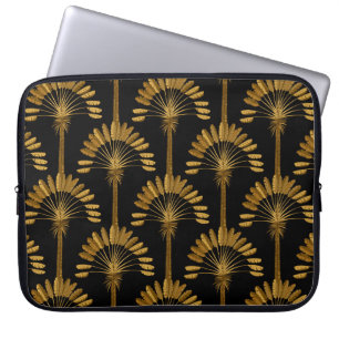 Capa Para Notebook Gold and black Wallpaper with floral pattern in th
