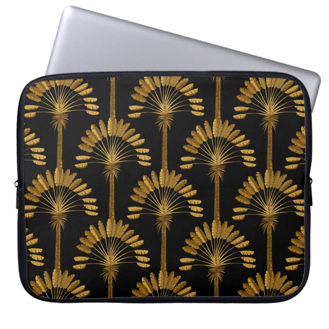 Capa Para Notebook Gold and black Wallpaper with floral pattern in th (Frente)