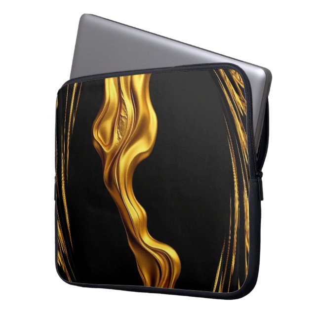 Capa Para Notebook Gold Black Monochrome Christian Achempong Swirl  (Frente Esquerda)