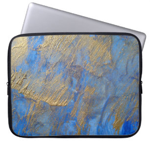 Capa Para Notebook Gold Metallic Abstract On Blue
