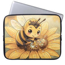 Capa Para Notebook Golden Bumblebee in Bloom Dance.4