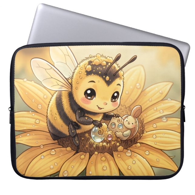 Capa Para Notebook Golden Bumblebee in Bloom Dance.4 (Frente)