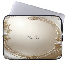 Golden Ornate Frame with Pearls Laptop Sleeve