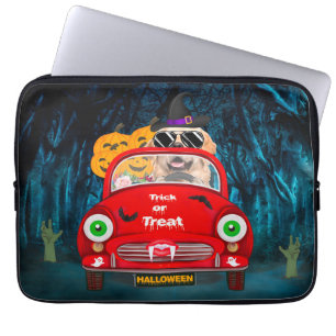 Capa Para Notebook Golden Retriever Dog Driving Car Scary Halloween 