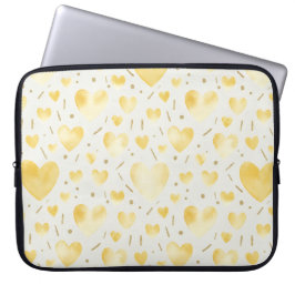 Capa Para Notebook Golden Sunshine Watercolor Hearts