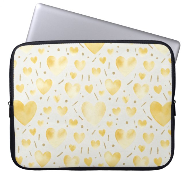 Capa Para Notebook Golden Sunshine Watercolor Hearts (Frente)