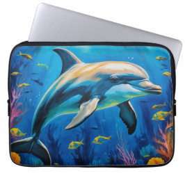 Capa Para Notebook Golfinho de Pintura de Petróleo