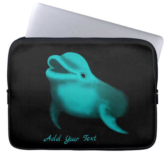 Capa Para Notebook Golfinho Sortudo - Adicione seu texto (Frente)