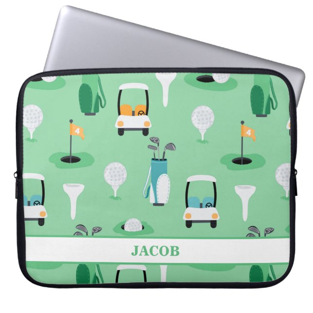 Capa Para Notebook Golfista Infantil Personalizado Carrinho de Golfe  (Frente)