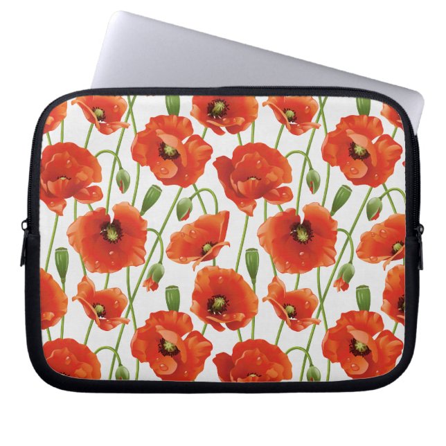 Capa Para Notebook gotas da água em papoilas bonitos (Frente)