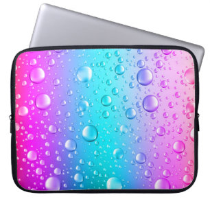 Capa Para Notebook Gotas de água azuis do inclinação do rosa quent