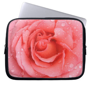 Capa Para Notebook Gotas de água de rosa vermelha romântica
