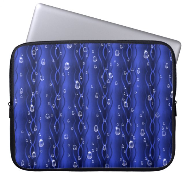 Capa Para Notebook Gotas de chuva em metal azul (Frente)