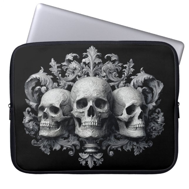 Capa Para Notebook Goth Skulls (Frente)