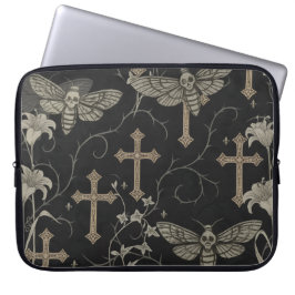 Capa Para Notebook Gothic Moth & Cross Laptop Sleeve