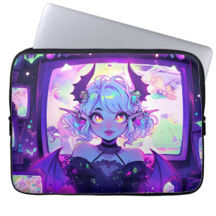 Capa Para Notebook Gótica Cyberpunk Demon Fantasy Anime Girl