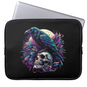 Capa Para Notebook Gótica Raven sobre o crânio