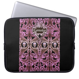 Capa Para Notebook Gótico Cor-de-Rosa com Caveira Personalizada