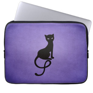 Capa Para Notebook Gótico roxo de gato preto