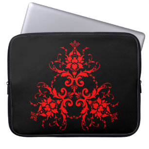 Capa Para Notebook Gótico Vermelho Romântico Vintage Damask